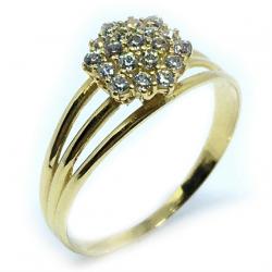 Anel em ouro amarelo 18k com 19 zirconia - 2ANZ0055