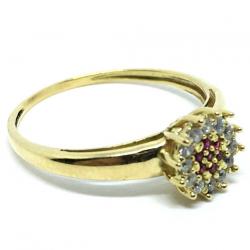 Anel em ouro amarelo 18k com 19 zirconia - 2ANZ0060