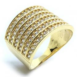 Anel em ouro amarelo 18k com 90 zirconia - 2ANZ090