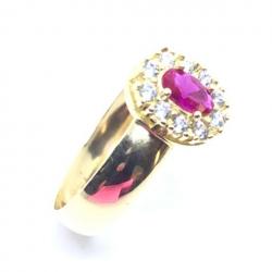 Anel em ouro amarelo 18k com 11 zirconias - 2ANZ0099