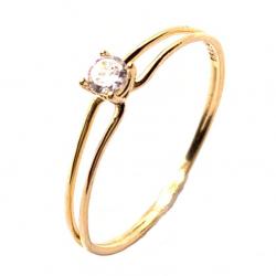 Anel em ouro amarelo 18k com 1 zirconia - 2ANZ0117