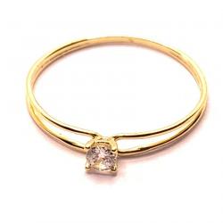 Anel em ouro amarelo 18k com 1 zirconia - 2ANZ0117