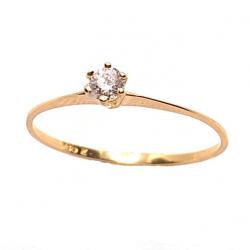 Anel em ouro amarelo 18k com 1 zirconia - 2ANZ0119