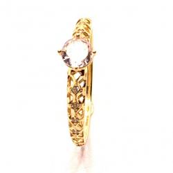 Anel em ouro amarelo 18k com 9 zirconias - 2ANZ0121