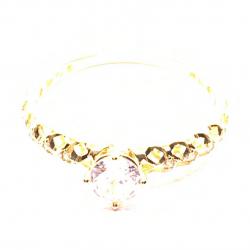 Anel em ouro amarelo 18k com 9 zirconias - 2ANZ0121
