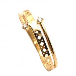 Anel em ouro amarelo 18k com 2 zirconias - 2ANZ0122