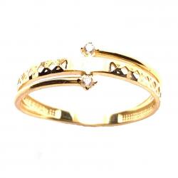 Anel em ouro amarelo 18k com 2 zirconias - 2ANZ0122