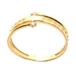 Anel em ouro amarelo 18k com 2 zirconias - 2ANZ0122