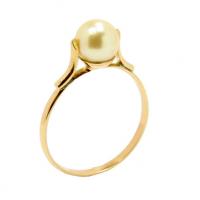 Anel de ouro amarelo 18k com perola de 5 mm