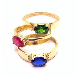 Anel em ouro 18k com pedra sintetica - 2APS0107