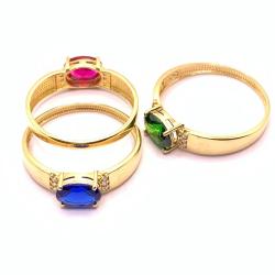Anel em ouro 18k com pedra sintetica - 2APS0107