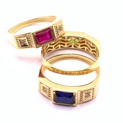 Anel em ouro 18k com pedra sintetica - 2APS0108