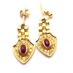 Brinco em ouro 18k feminino com diamantes e rubi - 2bbr0007