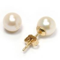 Brinco em ouro amarelo 18k com 2 pérolas - 2BPR0022 Brinco em ouro amarelo 18k com 2 pérolas - 2BPR0022