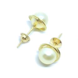 Brinco em ouro amarelo 18k com 2 pérolas - 2BPR0089