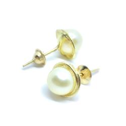 Brinco em ouro amarelo 18k com 2 pérolas - 2BPR0089