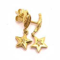 Brinco em ouro amarelo 18k feminino com diamantes - 2BRB0184