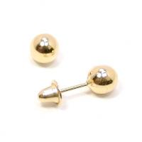 Brinco em ouro amarelo 18k feminino - Bola 4 mm - 2BRO0025