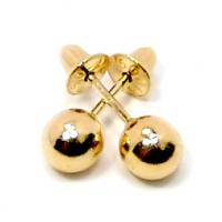 Brinco em ouro amarelo 18k feminino - Bola 3 mm - 2BRO0003