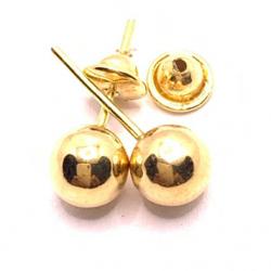 Brinco em ouro amarelo 18k feminino - Bola 5 mm