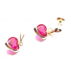 Brinco em ouro 18k feminino com zircnia - Corao - 2BRZ0029