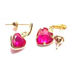 Brinco em ouro 18k feminino com zircnia - Corao - 2BRZ0029