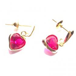Brinco em ouro 18k feminino com zircnia - Corao - 2BRZ0029