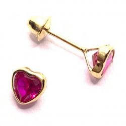 Brinco em ouro 18k feminino com zircônia - Coração - 2BRZ0030