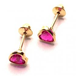 Brinco em ouro 18k feminino com zircônia - Coração - 2BRZ0030