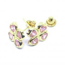 Brinco em ouro amarelo 18k com zirconia-Trevo/Coração - 2BRZ0053