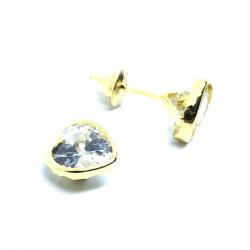 Brinco em ouro amarelo 18k com zirconia- Coração -2BRZ0059 Brinco em ouro amarelo 18k com zirconia- Coração -2BRZ0059