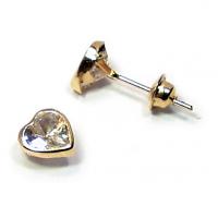 Brinco em ouro 18k feminino com zircônia - Coração - 2BRZ0147