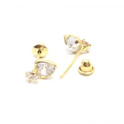 Brinco em ouro amarelo 18k com zirconia - 2BRZ0202