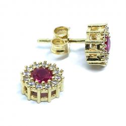 Brinco em ouro 18k feminino com zirconia - 2BRZ0216 Brinco em ouro 18k feminino com zirconia - 2BRZ0216