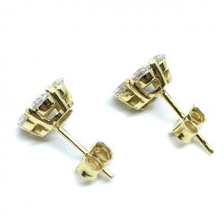 Brinco em ouro 18k com zirconia - Flor - 2BRZ0227