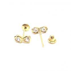 Brinco em ouro amarelo 18k feminino com zirconia - Corao - 2BRZ0257