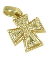 Crucifixo em ouro amarelo 18k com brilhantes - 2CZB0016