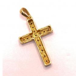 Crucifixo em ouro amarelo e branco 18k com diamantes - 2CZB0018