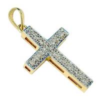 Crucifixo em ouro amarelo e branco 18k com diamantes - 2CZB0018