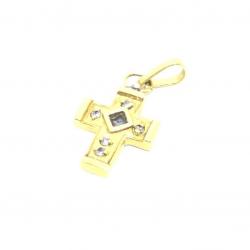 Crucifixo em ouro amarelo 18k com brilhantes - 2CZB0022