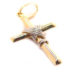 Crucifixo em ouro amarelo e branco 18k