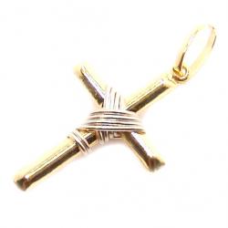 Crucifixo em ouro amarelo e branco 18k