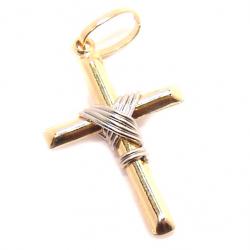 Crucifixo em ouro amarelo e branco 18k