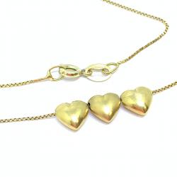 Gargantilha em ouro amarelo 18k - Feminina - 03 corações - 2GRO0048