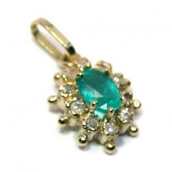 Pingente em ouro 18k com esmeralda  brilhantes - 2PBE0021
