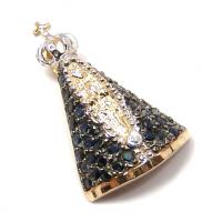 Pingente em ouro amarelo 18k com safiras - N. Sra. Aparecida Pingente em ouro amarelo 18k com safiras - N. Sra. Aparecida
