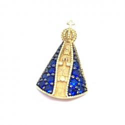 Pingente em ouro 18k com zirconias - N.Sra.Aparecida - 2PIZ0058