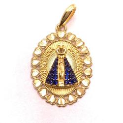 Pingente em ouro 18k com zirconias - N.Sra.Aparecida - 2PIZ0064