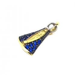 Pingente em ouro 18k com zirconias - N.Sra.Aparecida - 2PIZ0076 Pingente em ouro 18k com zirconias - N.Sra.Aparecida - 2PIZ0076