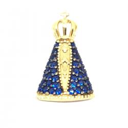 Pingente em ouro 18k com zirconias - N.Sra.Aparecida - 2PIZ0078 Pingente em ouro 18k com zirconias - N.Sra.Aparecida - 2PIZ0078